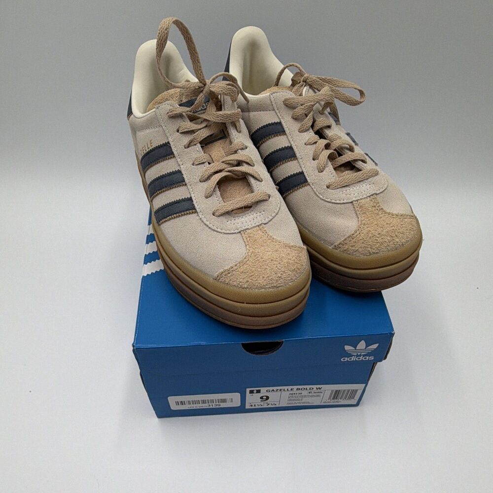 Adidas Gazelle Bold W Platform Sneakers Beige Brown Suede Women's Size 9